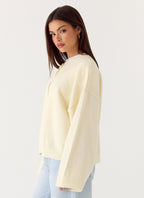 Annie One Button Cardigan - Ivory Cream