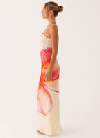 Bad News Mesh Maxi Dress - Yellow Floral