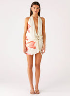 Eleanora Plunge Mini Dress - Siena Floral