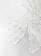 Sassafras Beaded Flower Strapless Maxi Dress - White